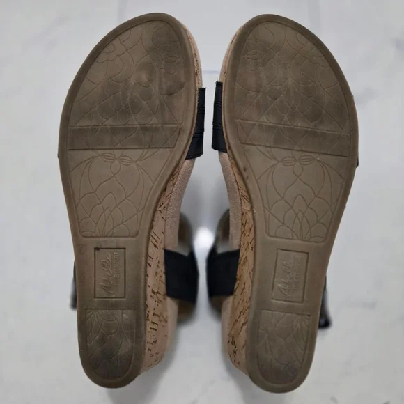 Women's Abella Ture Comfort Black Wedge Sandals Size 7.5 - Picture 7 of 10